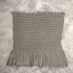 Urban Outfitters Green Ruffled Tube Top